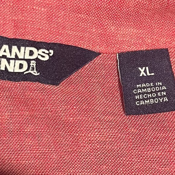 Lands’ End Linen Blend Tunic XL Pink V-Neck 3/4 Sleeve Clean Lightweight Top - Picture 2 of 8